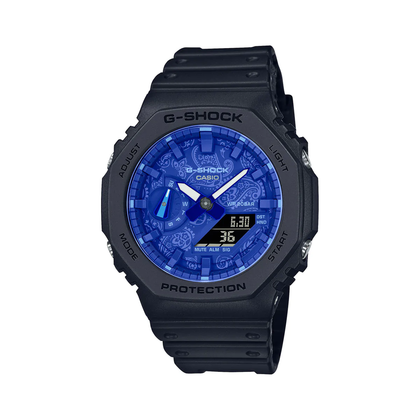 CASIO G-Shock Blue Paisley Series Black Resin Band Men Sports Watch #GA-2100BP-1AER